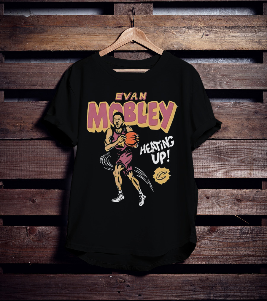 Evan Mobley Heating Up Cleveland Cavaliers Cartoon Basketball Player T-Shirt
