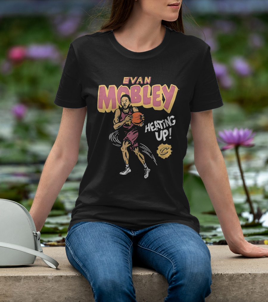Evan Mobley Heating Up Cleveland Cavaliers Cartoon Basketball Player T-Shirt