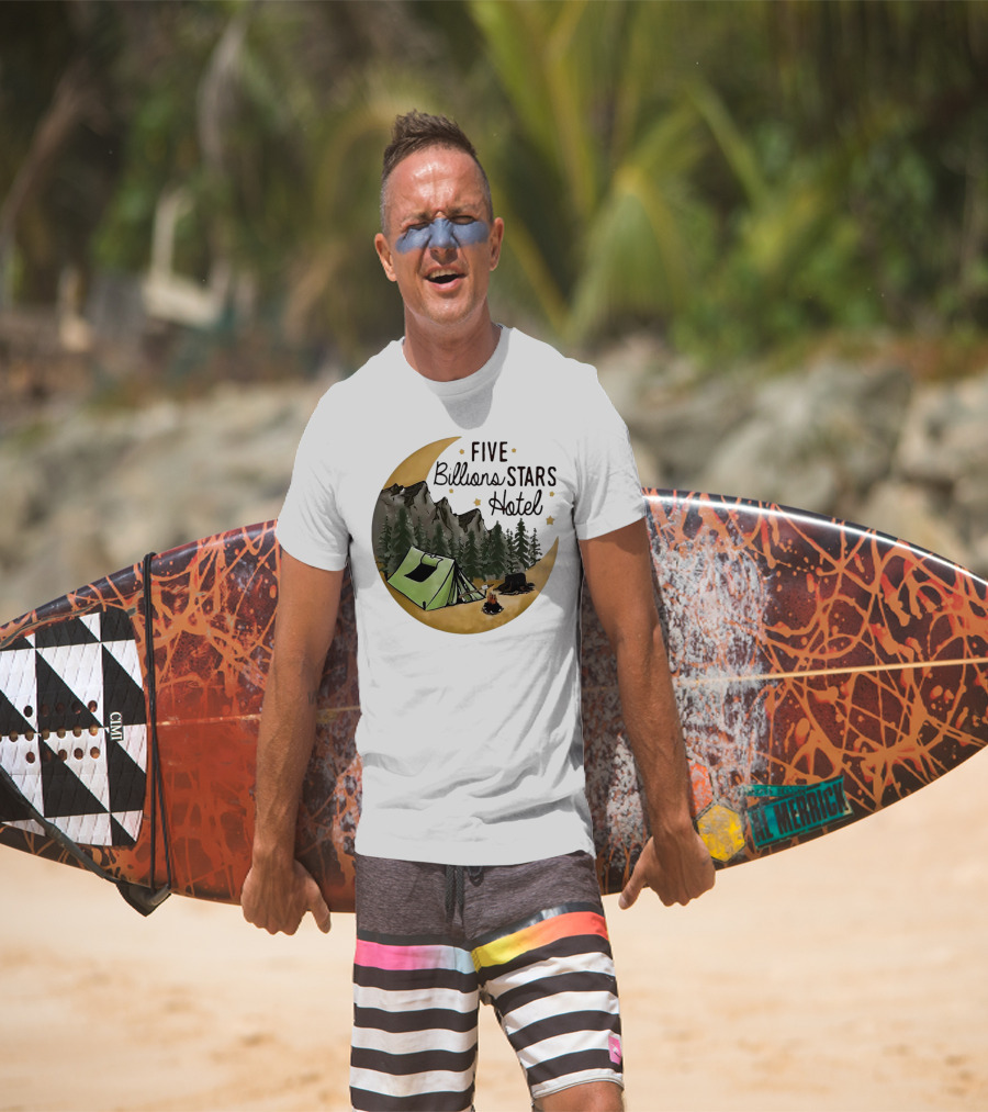 Five Billions Stars Hotel Camping Adventure Under Moonlit Forest T-Shirt