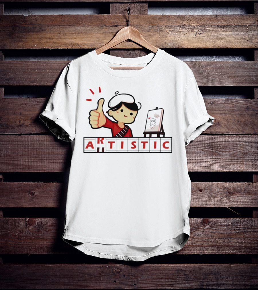 Arutistic Artistic Charm Thumbs Up Painter Kid With Sheep Canvas T-Shirt