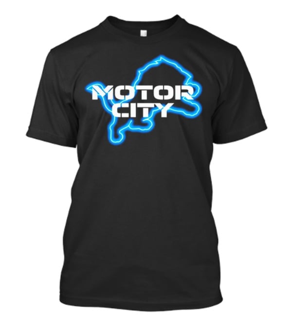 Sam Richardson Wearing Detroit Lions Motor City Blue Lion T-Shirt