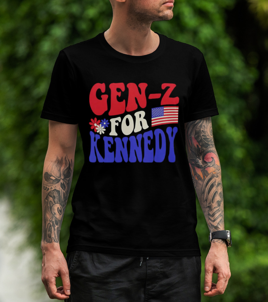 Gen-Z For Kennedy American Flag Retro Flowers T-Shirt