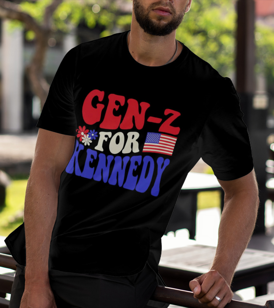 Gen-Z For Kennedy American Flag Retro Flowers T-Shirt