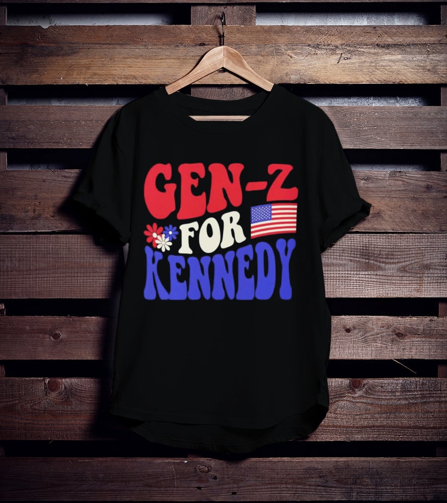 Gen-Z For Kennedy American Flag Retro Flowers T-Shirt