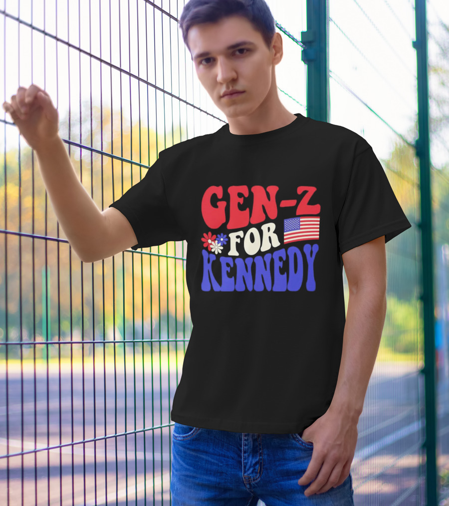 Gen-Z For Kennedy American Flag Retro Flowers T-Shirt
