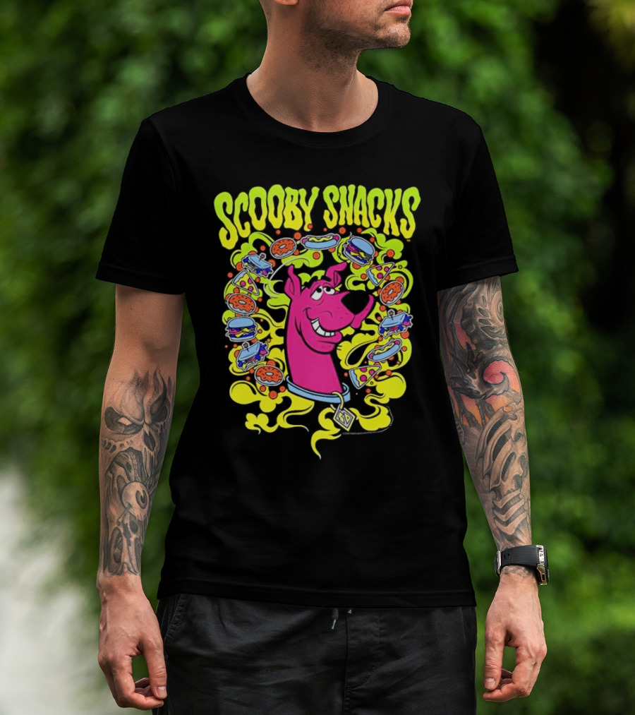 Scooby Snacks Scooby Doo Illustrated Neon Collage T-Shirt