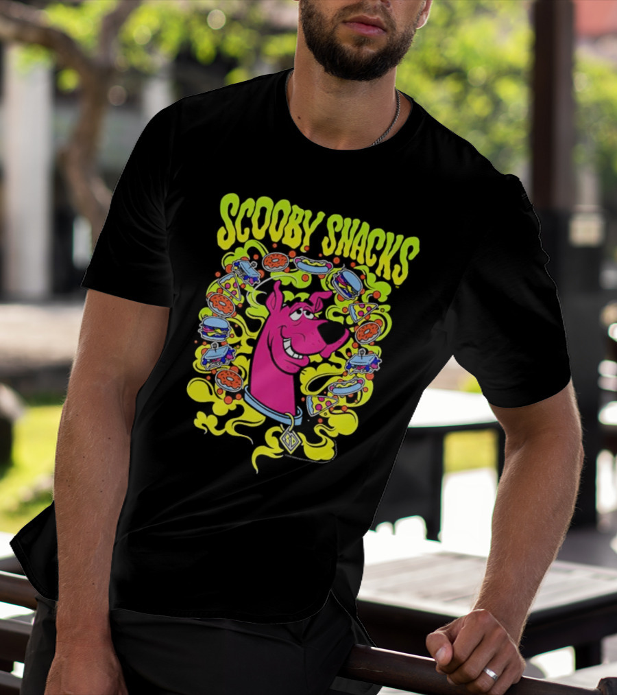 Scooby Snacks Scooby Doo Illustrated Neon Collage T-Shirt