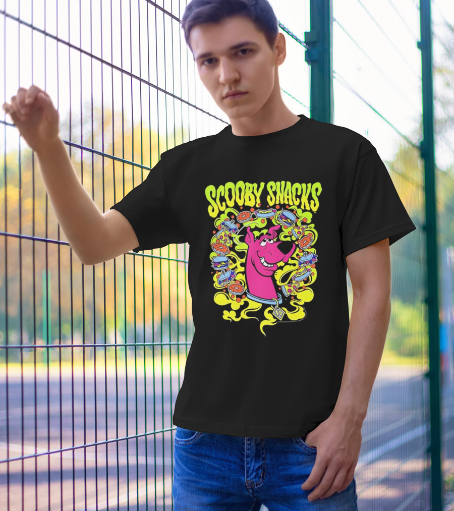 Scooby Snacks Scooby Doo Illustrated Neon Collage T-Shirt