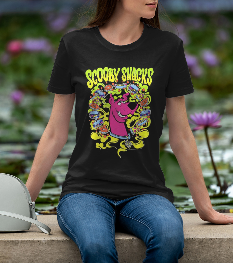 Scooby Snacks Scooby Doo Illustrated Neon Collage T-Shirt