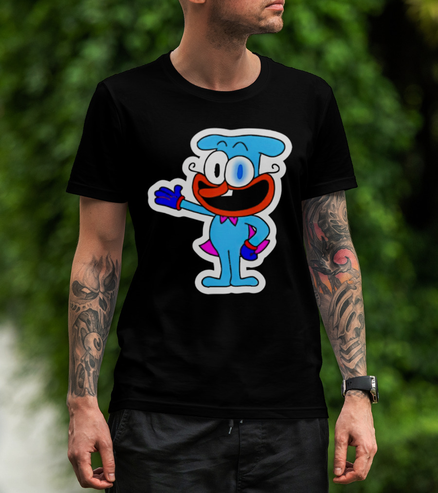 The Doise Cartoon Character With Blue Outfit And Red Accent Detailing T-Shirt