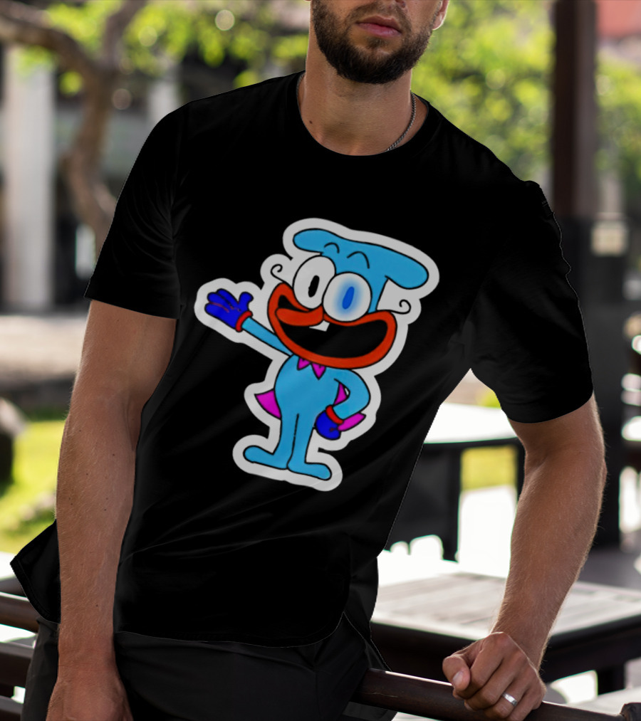 The Doise Cartoon Character With Blue Outfit And Red Accent Detailing T-Shirt