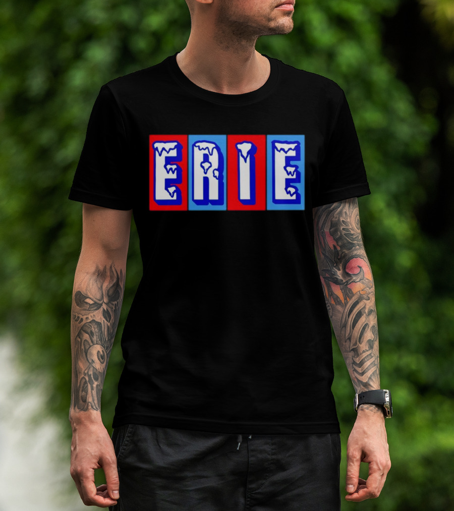 ERIE Ice Block Letters T-Shirt