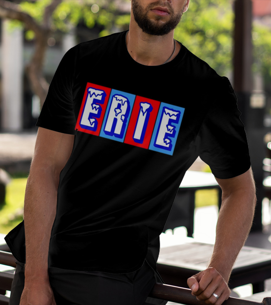ERIE Ice Block Letters T-Shirt