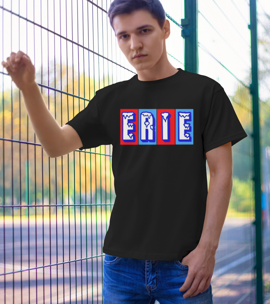 ERIE Ice Block Letters T-Shirt