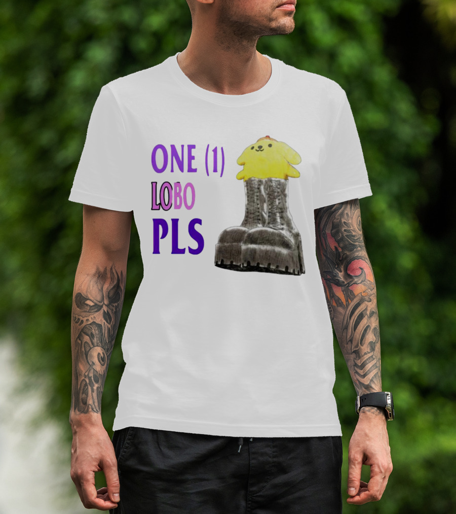 ONE LOBO PLS Yellow Character Black Boots T-Shirt