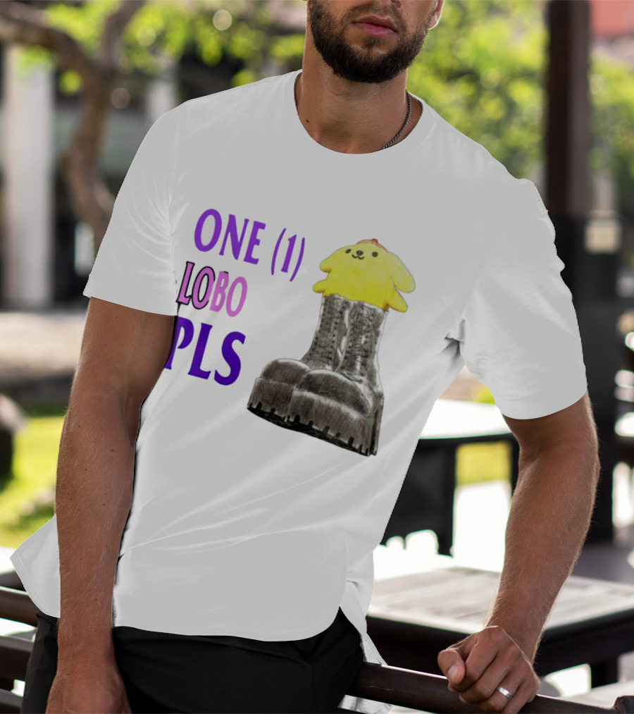 ONE LOBO PLS Yellow Character Black Boots T-Shirt