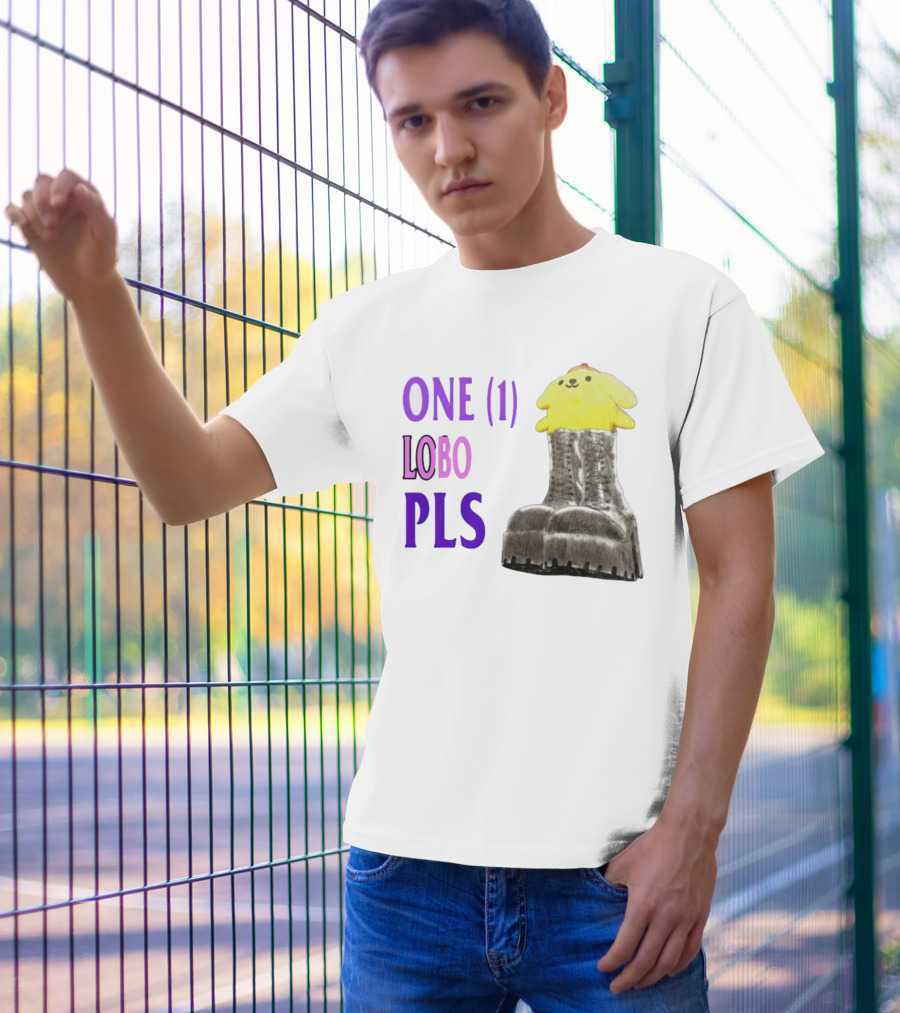 ONE LOBO PLS Yellow Character Black Boots T-Shirt