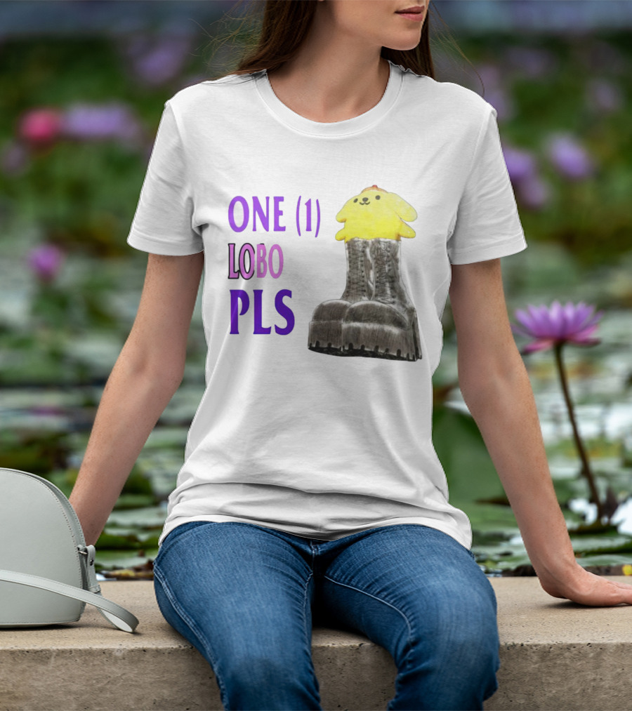 ONE LOBO PLS Yellow Character Black Boots T-Shirt
