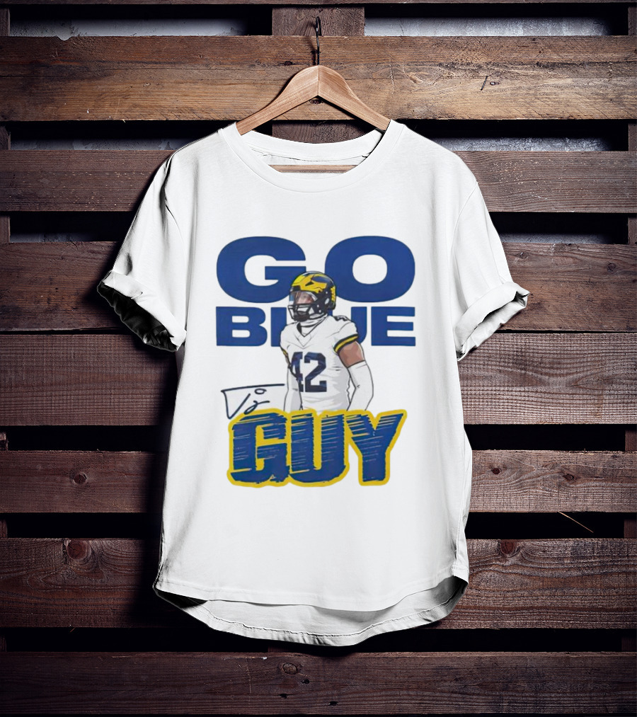 Go Blue Tj Guy 42 Football Player T-Shirt