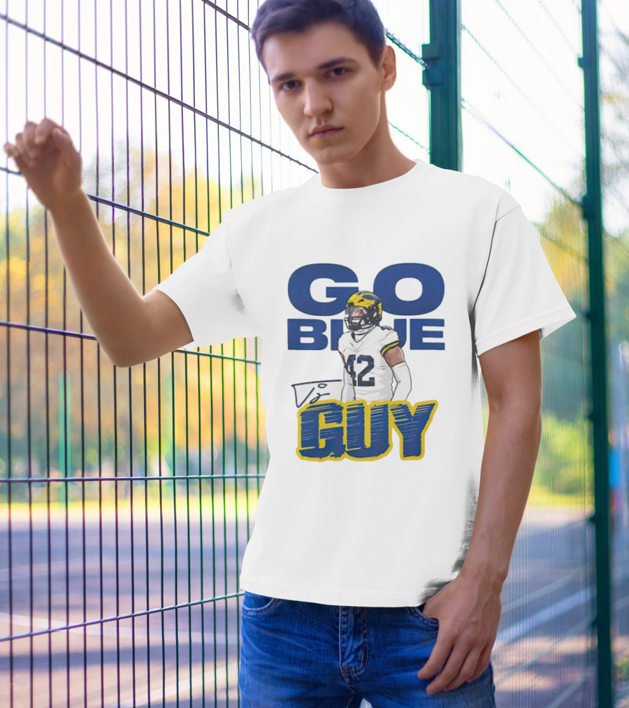 Go Blue Tj Guy 42 Football Player T-Shirt