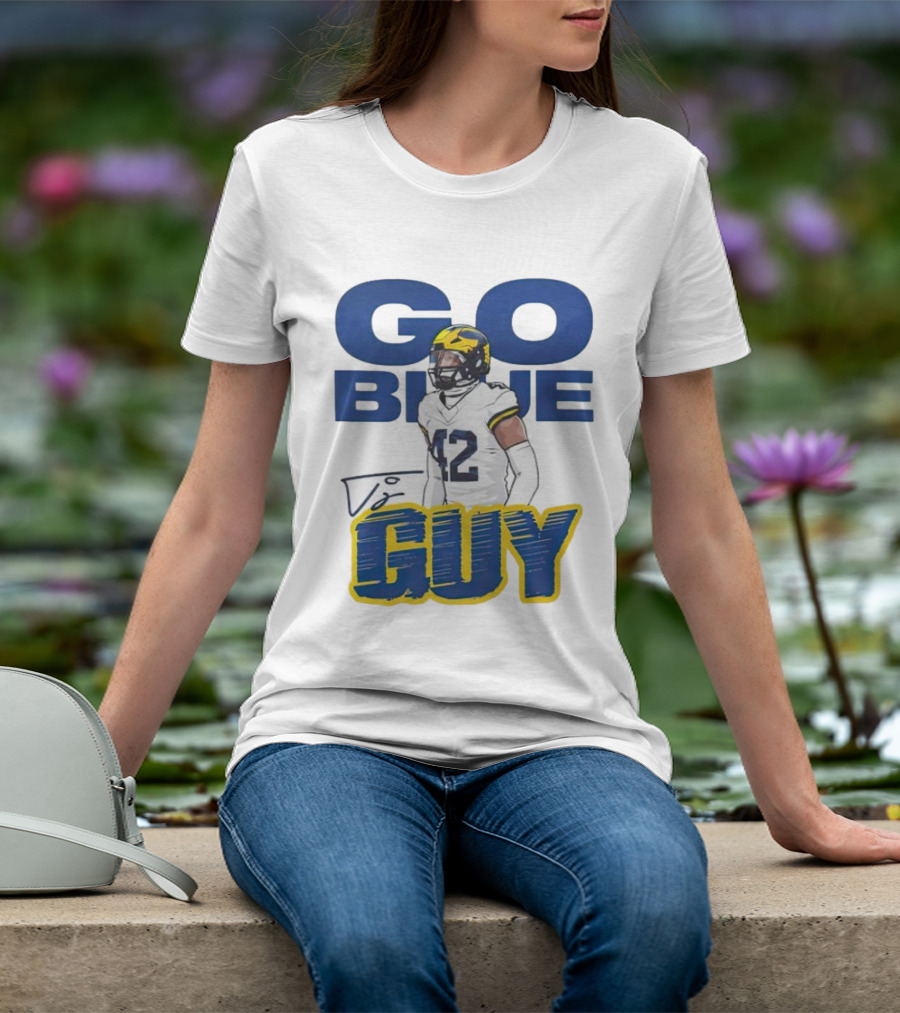 Go Blue Tj Guy 42 Football Player T-Shirt