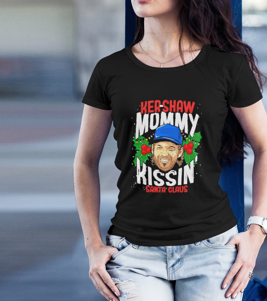Kershaw Mommy Kissin’ Santa Claus Christmas Parody With Baseball Cap T-Shirt
