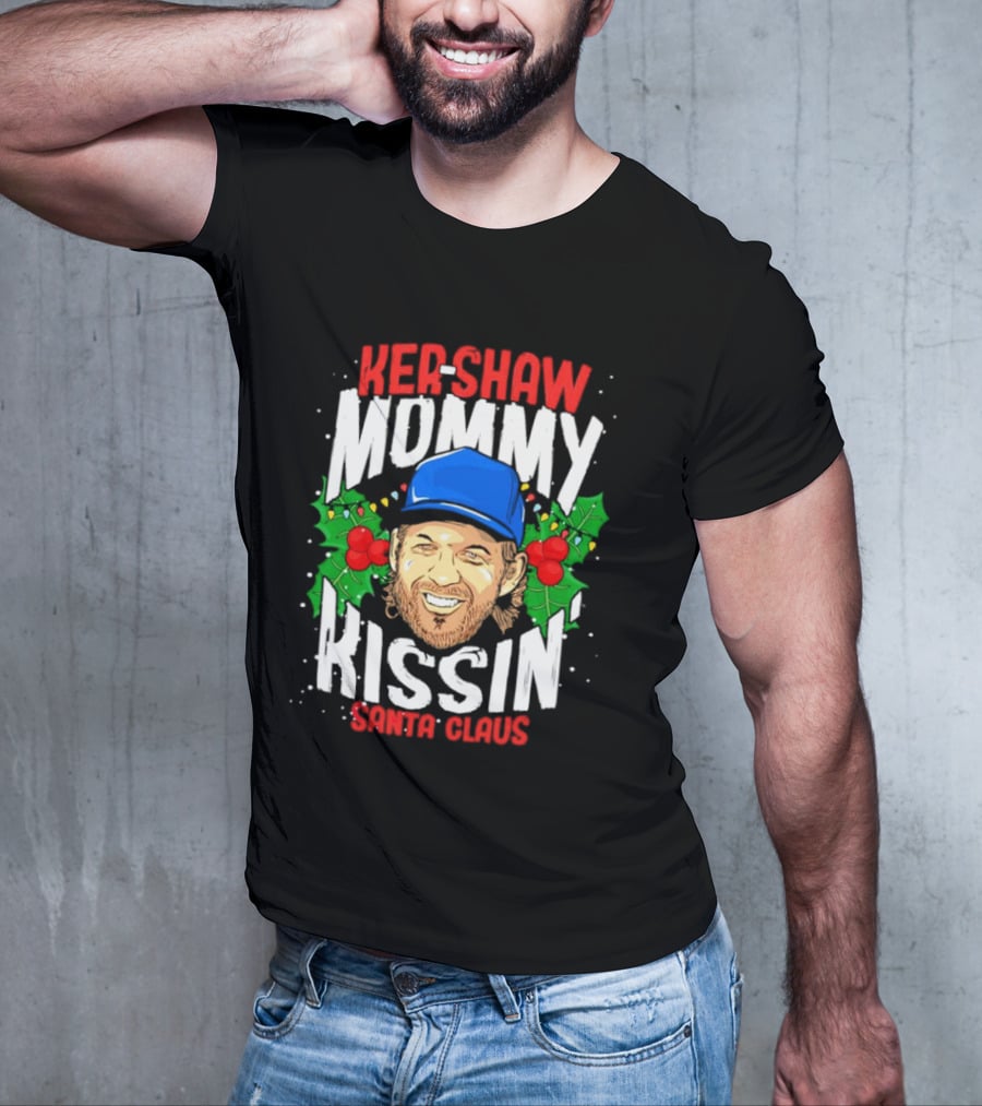 Kershaw Mommy Kissin’ Santa Claus Christmas Parody With Baseball Cap T-Shirt