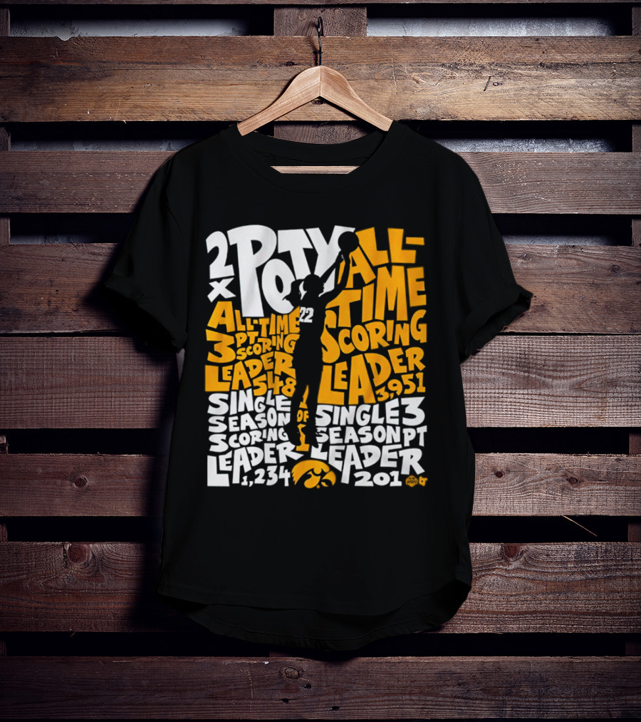 2X POTY Iowa All Time Scoring Leader 3951 Single Season Scoring Leader 1234 T-Shirt