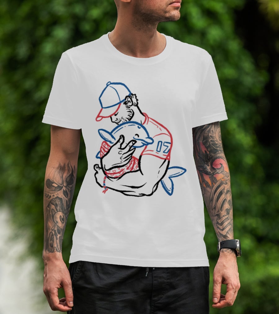 Dolphin I Love You Dad 17 Baseball Player Hugging Child's Plush Toy T-Shirt