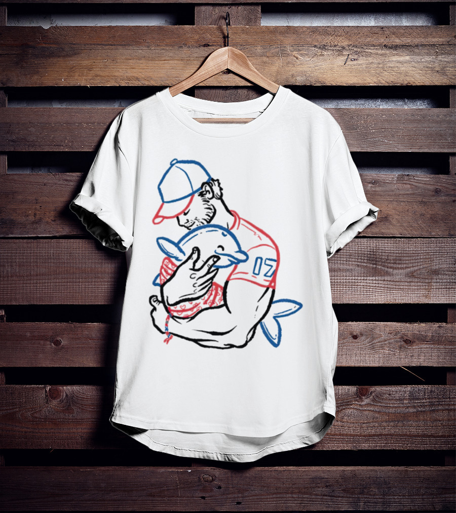 Dolphin I Love You Dad 17 Baseball Player Hugging Child's Plush Toy T-Shirt