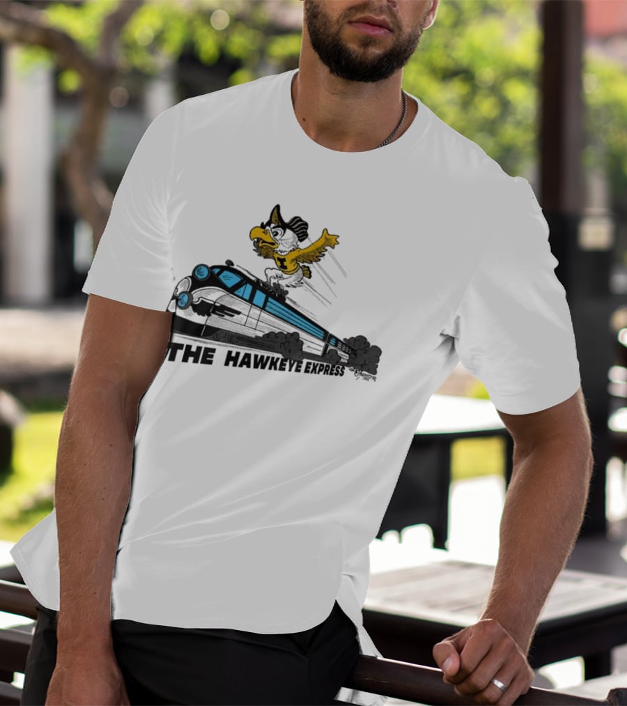 Iowa Hawkeyes The Hawkeye Express Train With Flying Mascot T-Shirt