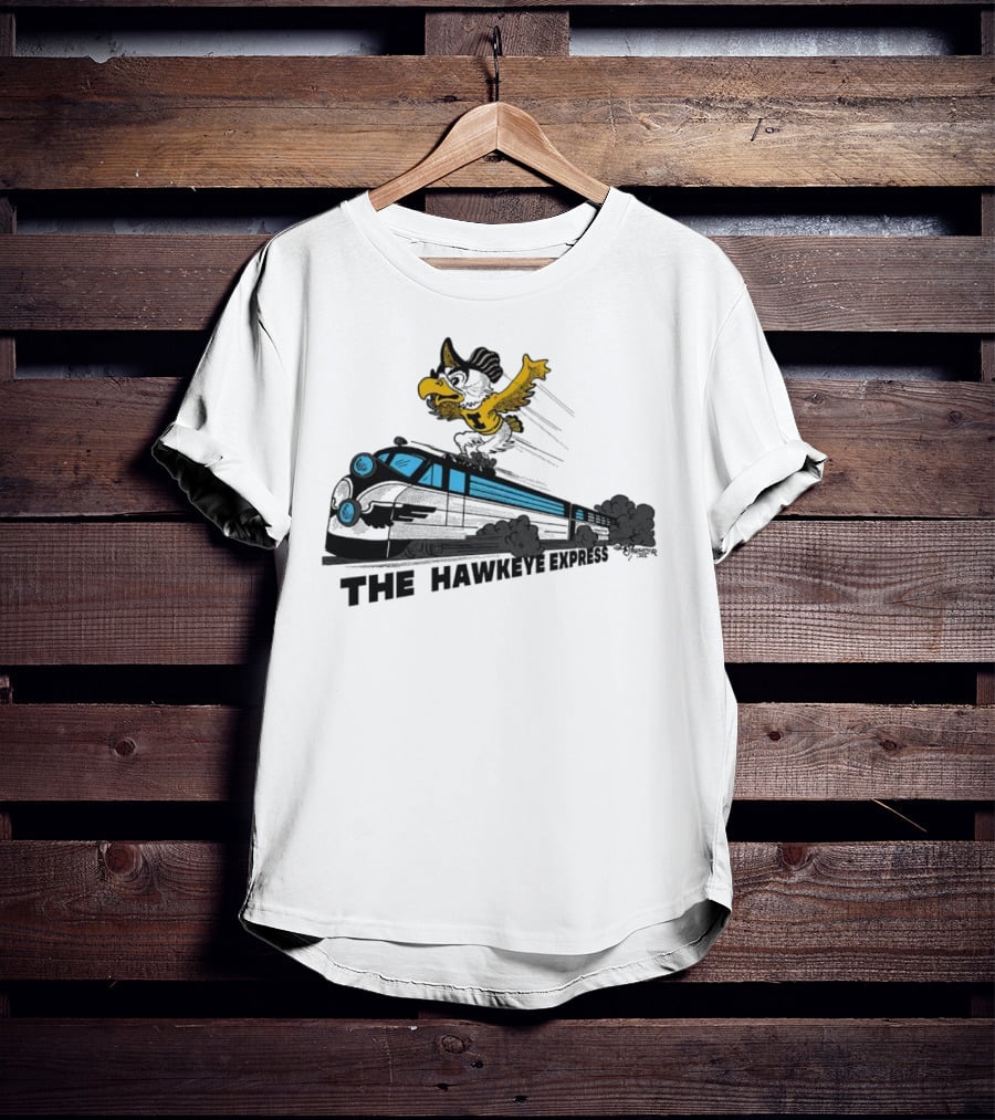 Iowa Hawkeyes The Hawkeye Express Train With Flying Mascot T-Shirt