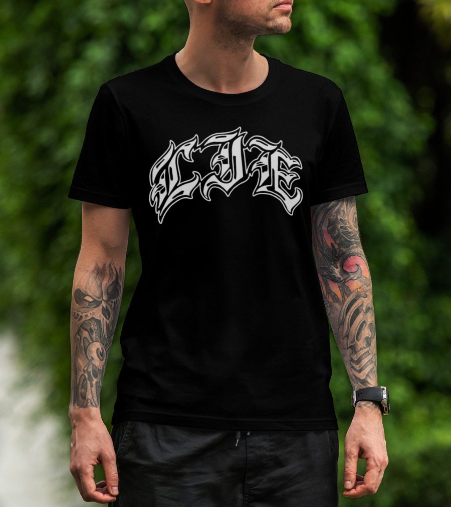 LIE Latinos Run Hardcore Gothic Styled Text T-Shirt