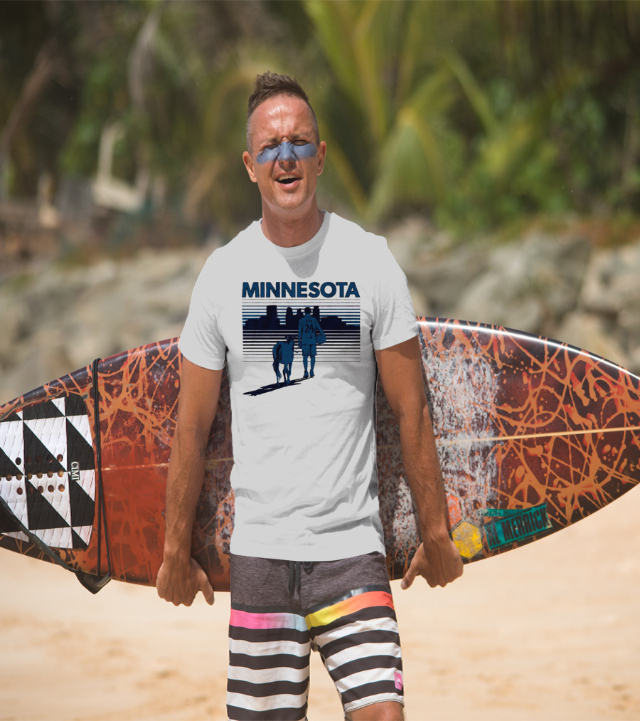 Minnesota Basketball 24 Bring Ya Ass Player And Dog With City Skyline T-Shirt