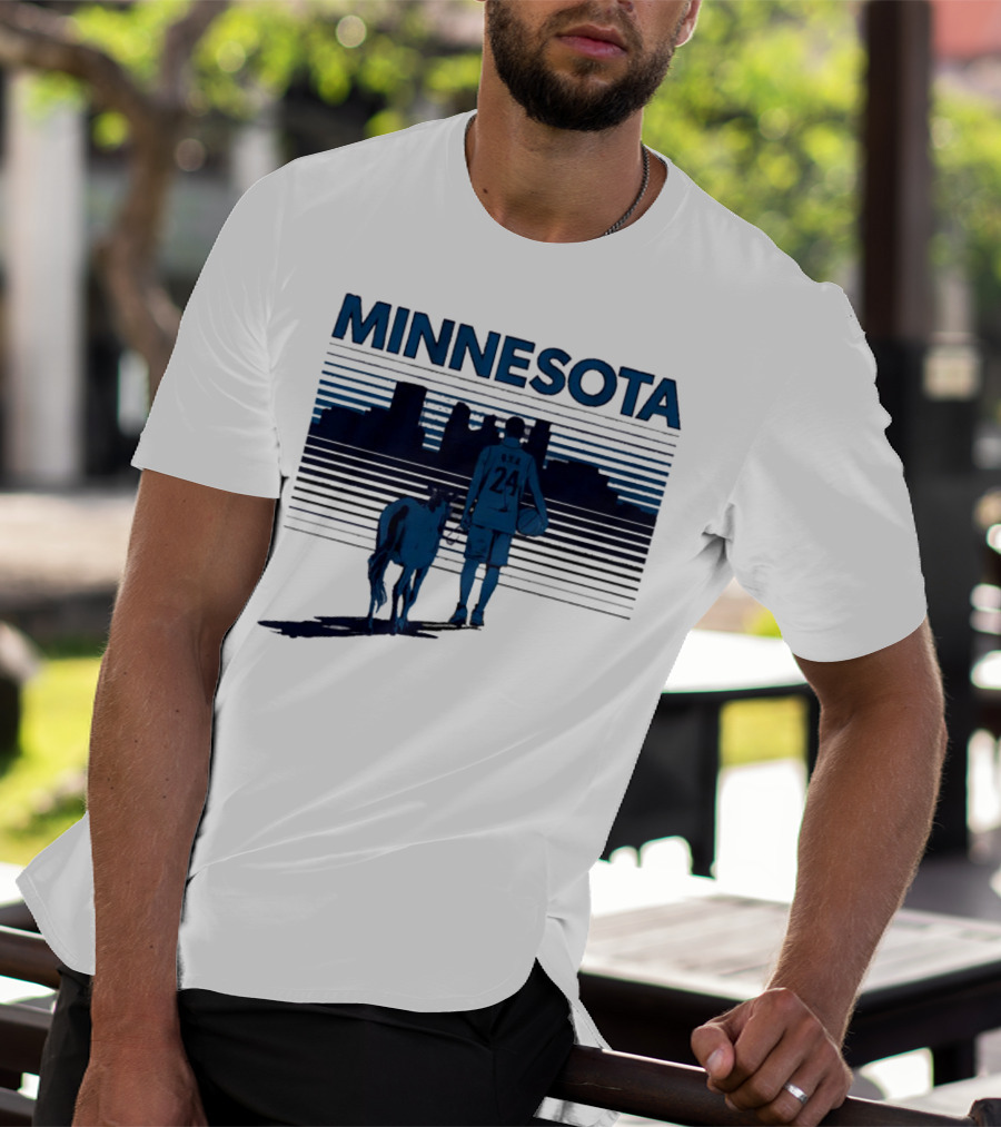 Minnesota Basketball 24 Bring Ya Ass Player And Dog With City Skyline T-Shirt