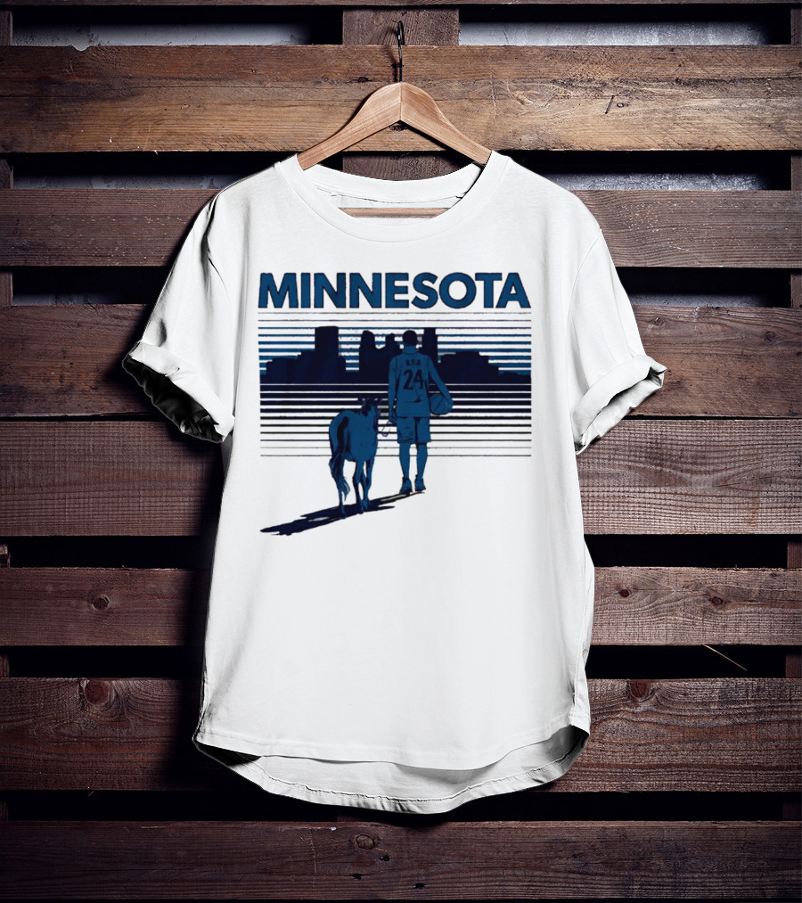Minnesota Basketball 24 Bring Ya Ass Player And Dog With City Skyline T-Shirt