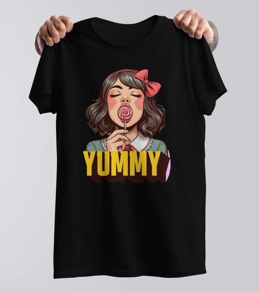 Yummy Girl With Lollipop Pop T-Shirt