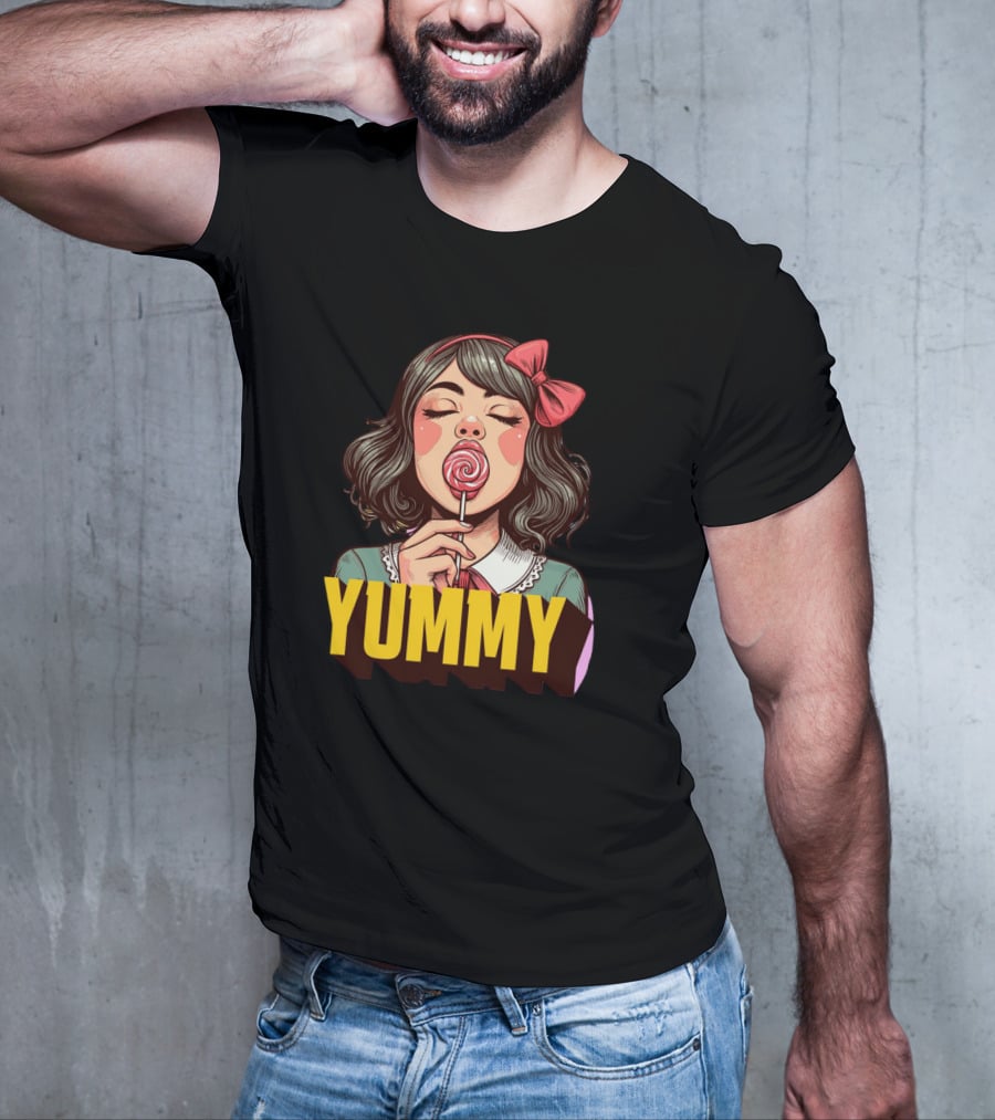 Yummy Girl With Lollipop Pop T-Shirt