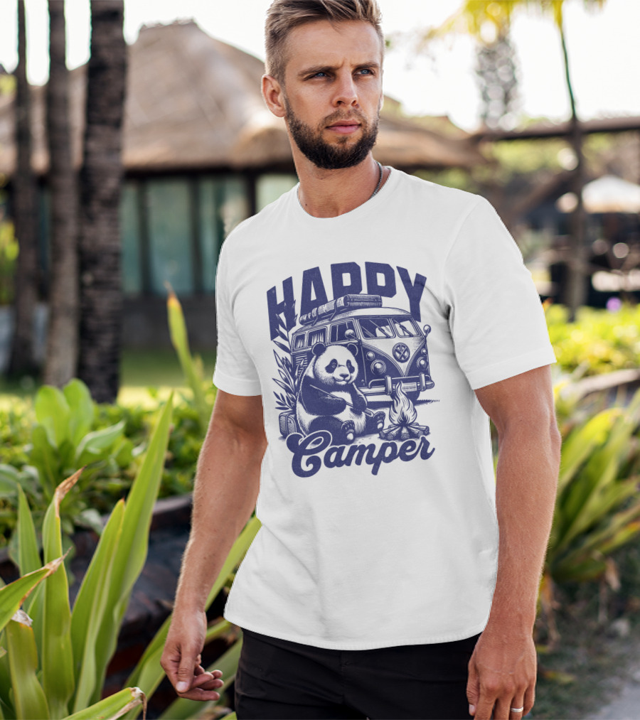 Happy Camper Panda By Van And Campfire Vintage T-Shirt