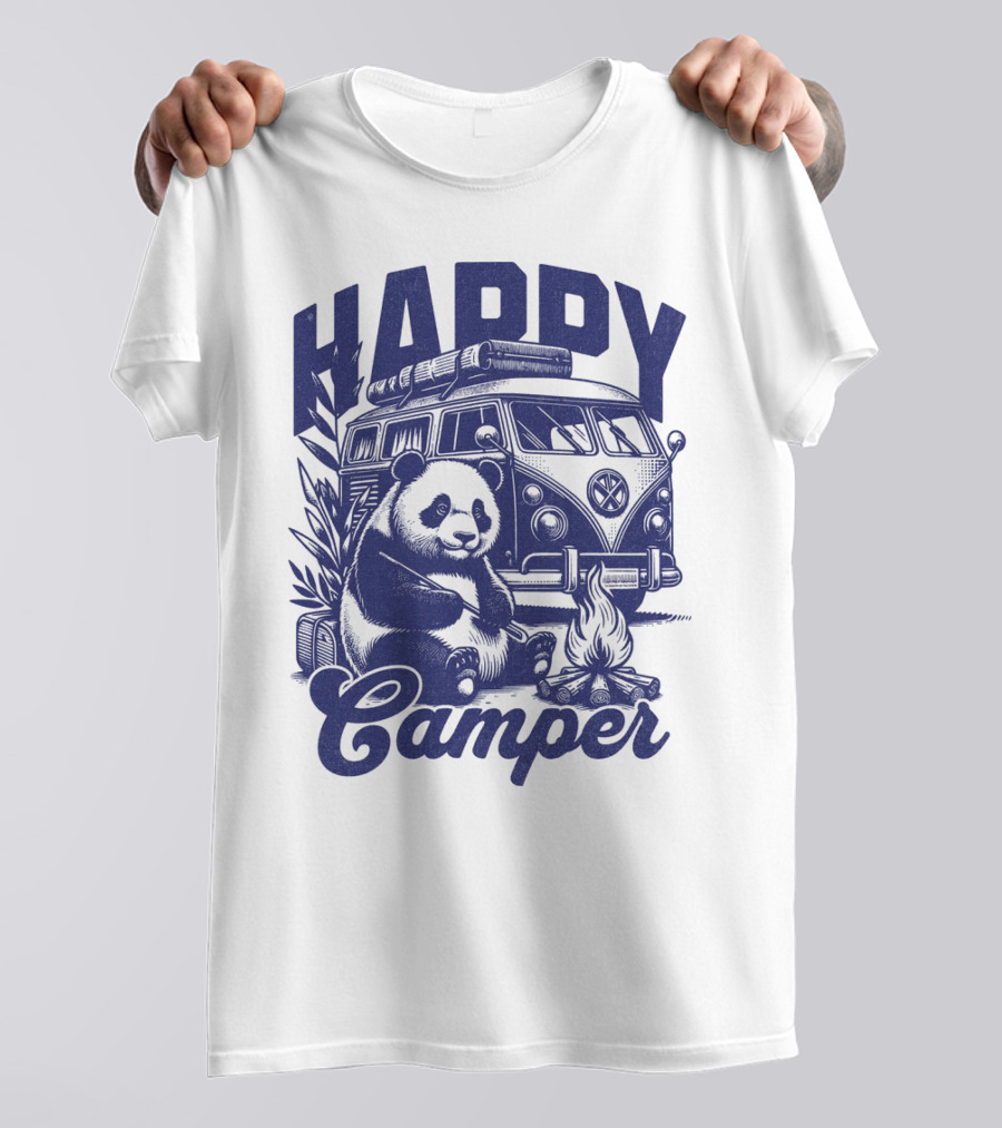 Happy Camper Panda By Van And Campfire Vintage T-Shirt