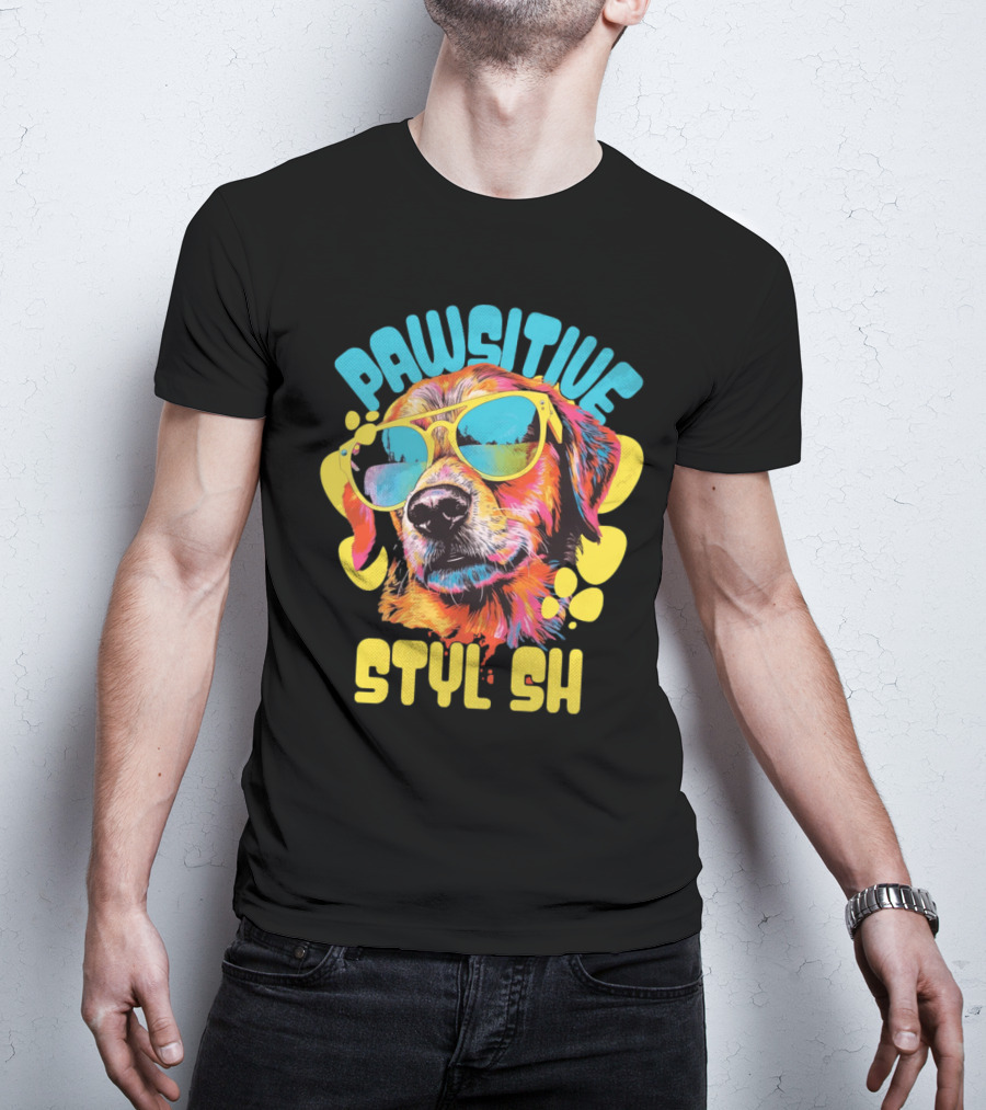 Pawsitive Styl Sh Sunglasses Retro Dog T-Shirt