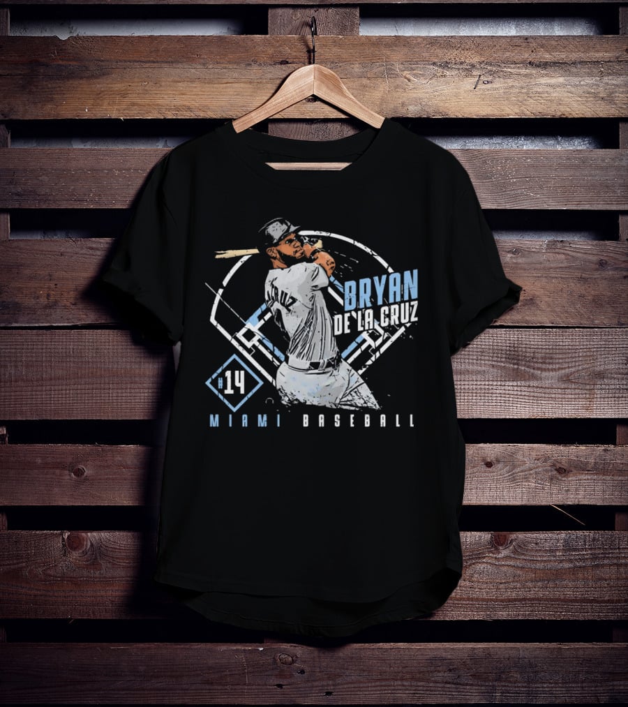 Bryan De La Cruz Miami Baseball #14 Cartoon T-Shirt