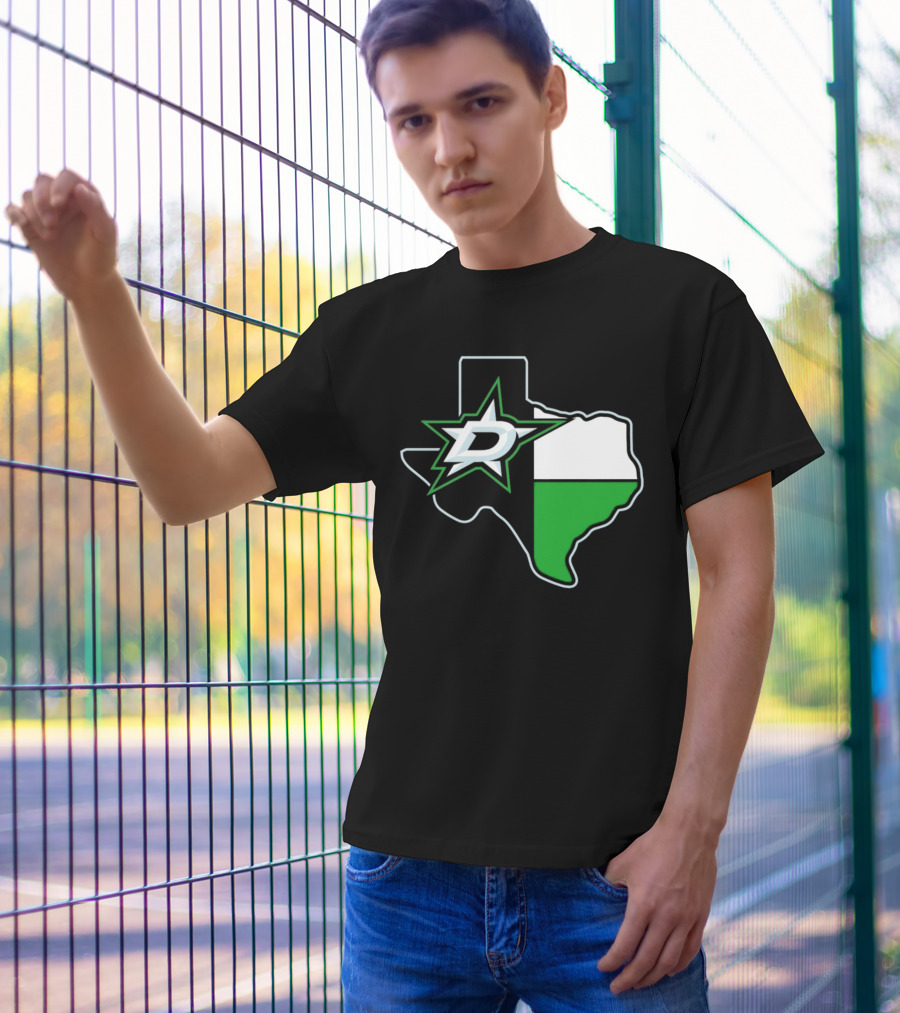 Dallas Stars NHL Texas Outline And Emblem T-Shirt