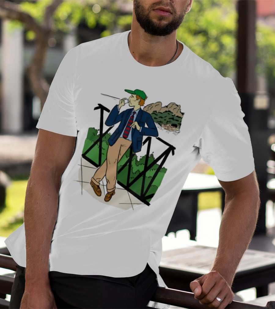Dick Carroll Roy Rober’s Green Cap And Cityscape Pipe Smoker T-Shirt