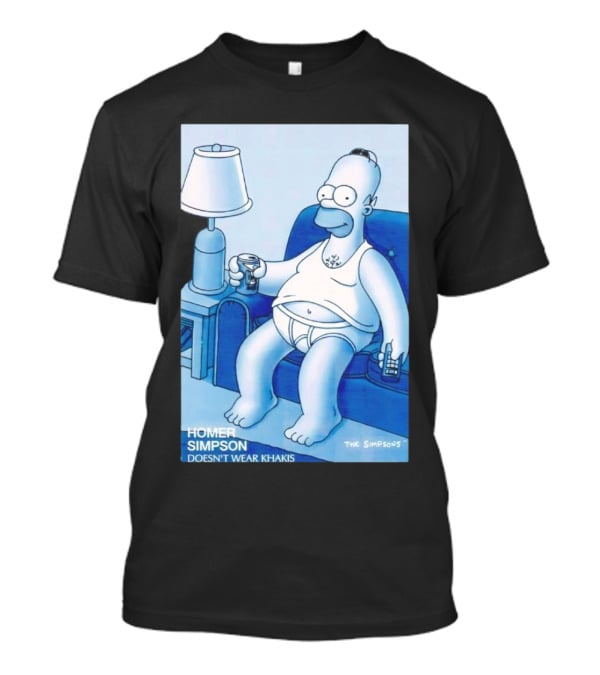 Homer Simpson Relaxing At Home With Drink And Remote Control T-Shirt