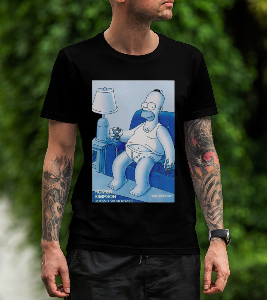 Homer Simpson Relaxing At Home With Drink And Remote Control T-Shirt