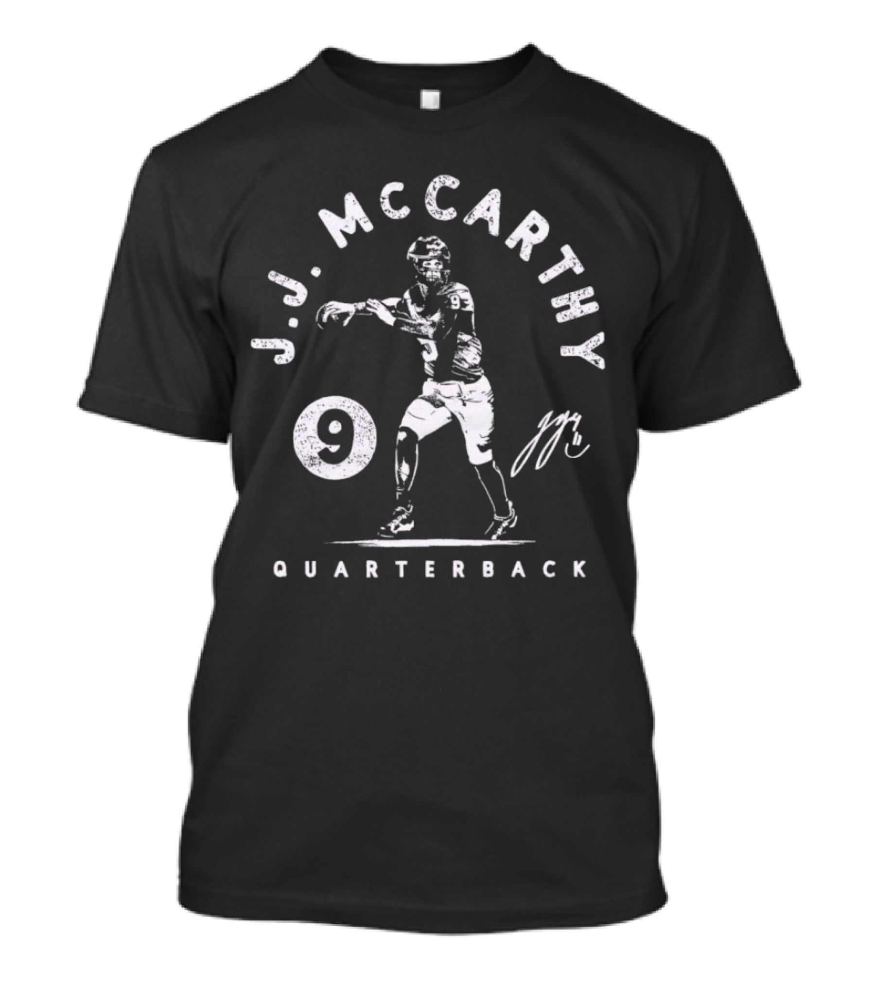J.J. McCarthy Quarterback 9 Signature Football Player T-Shirt