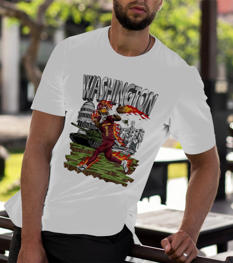 Washington Commanders Jahan Dotson Football Cartoon Capitol Tank Lincoln Fire T-Shirt