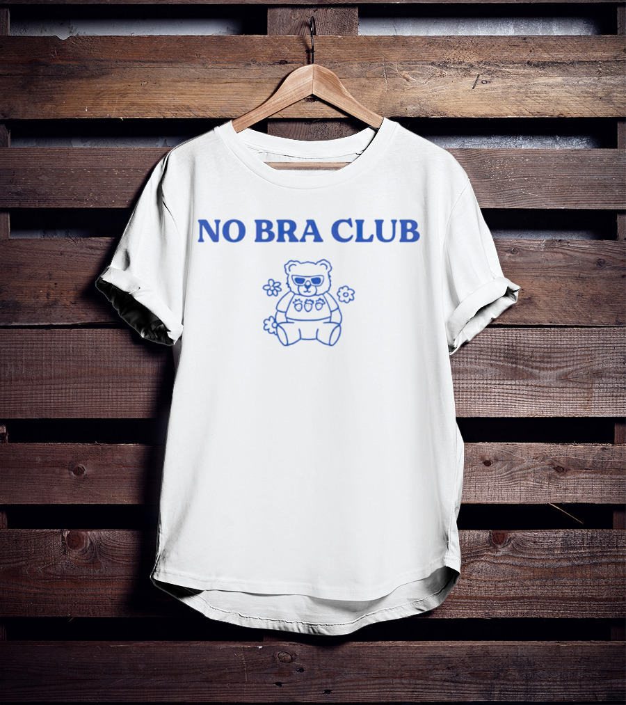 NO BRA CLUB BEAR SUNGLASSES FLOWERS T-Shirt
