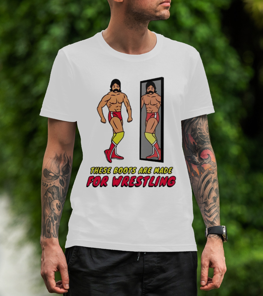 These Boots Are Made For Wrestling Reflective Wrestler Mirror Image T-Shirt